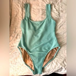 J Crew Ribbed Teal One piece swim suit